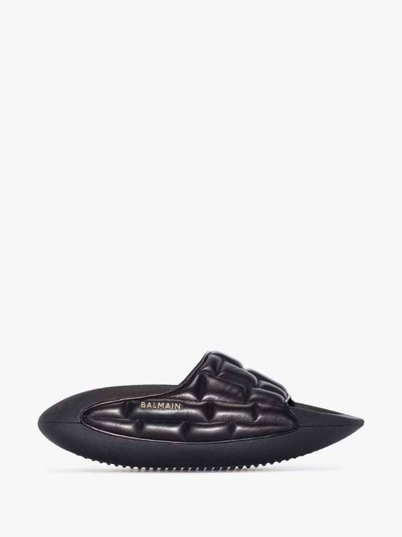 Black B-it Quilted Leather Slides
