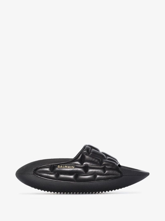 Black B-it Quilted Leather Slides