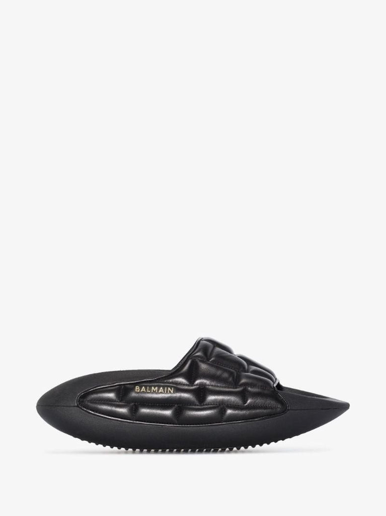 Black B-it Quilted Leather Slides
