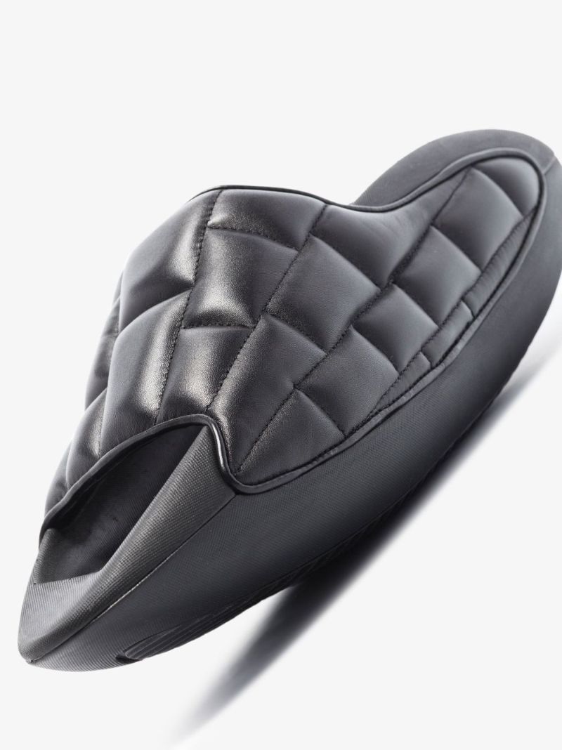 Black B-it Quilted Leather Slides