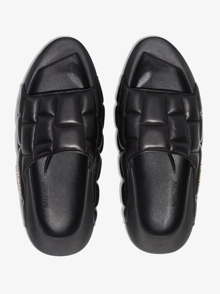 Black B-it Quilted Leather Slides