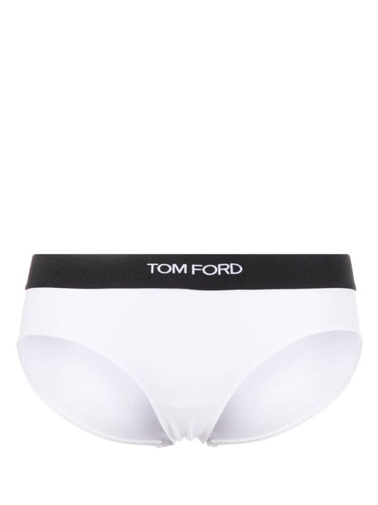 White Logo Waistband Bikini Briefs