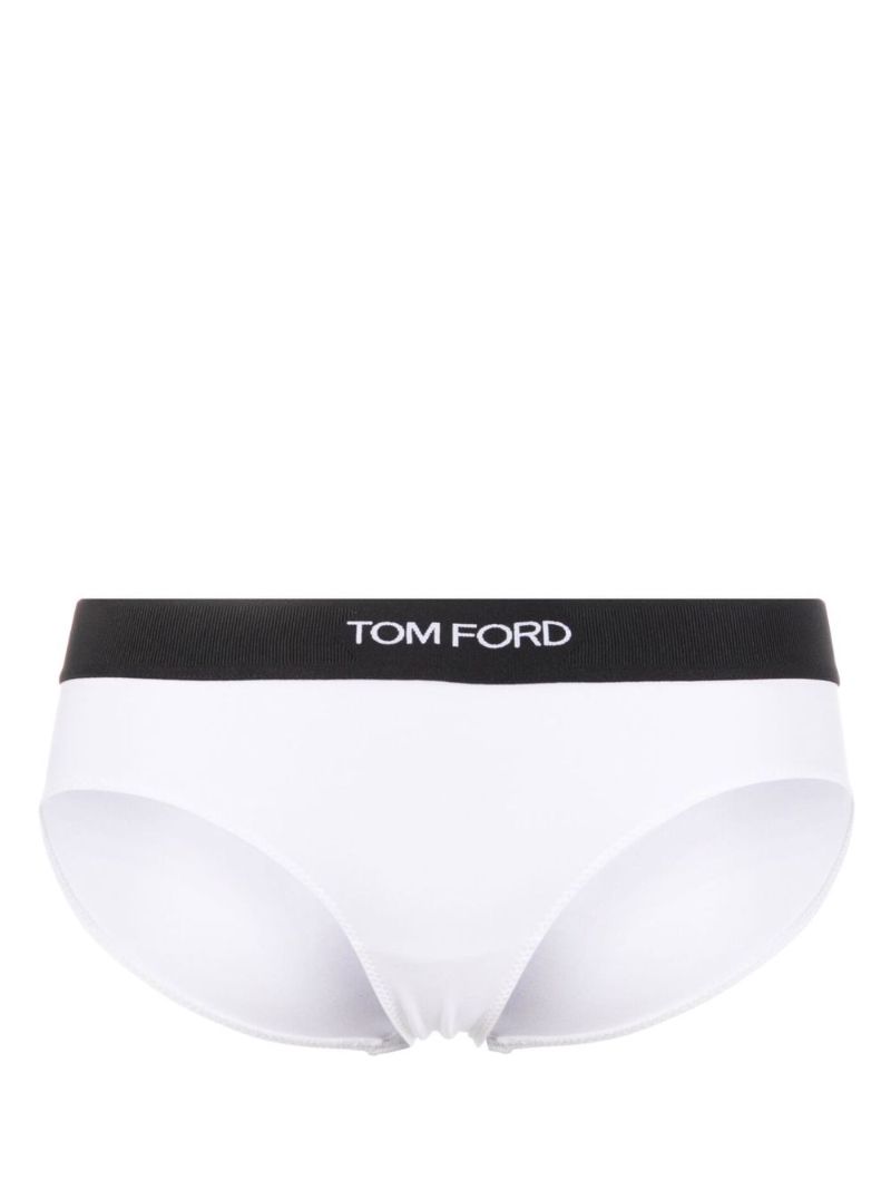 White Logo Waistband Bikini Briefs