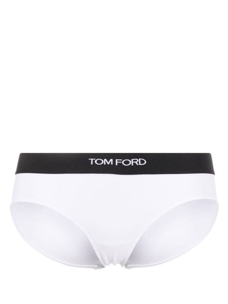 White Logo Waistband Bikini Briefs