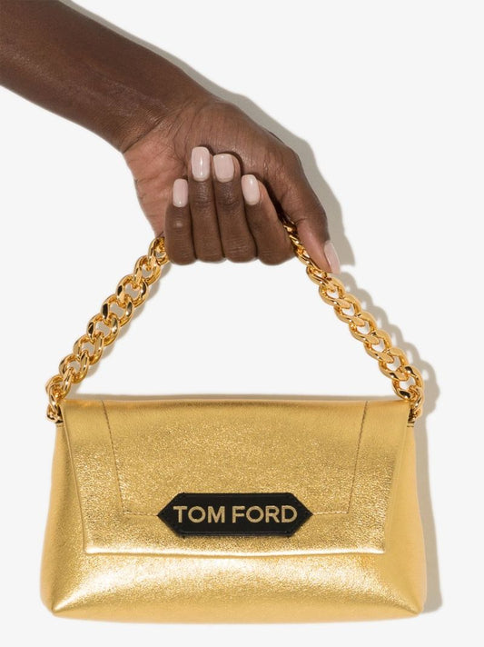 Gold Mini Leather Shoulder Bag