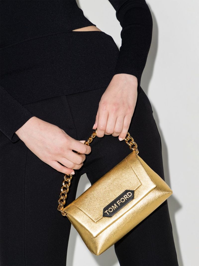 Gold Mini Leather Shoulder Bag