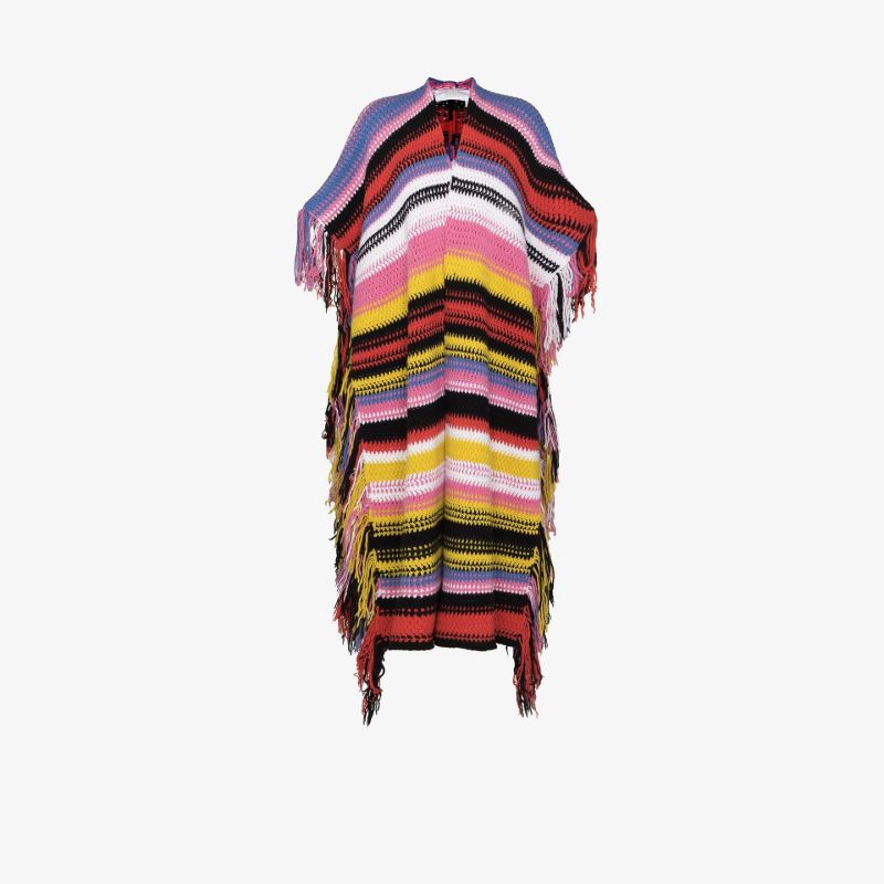 Striped Knit Poncho