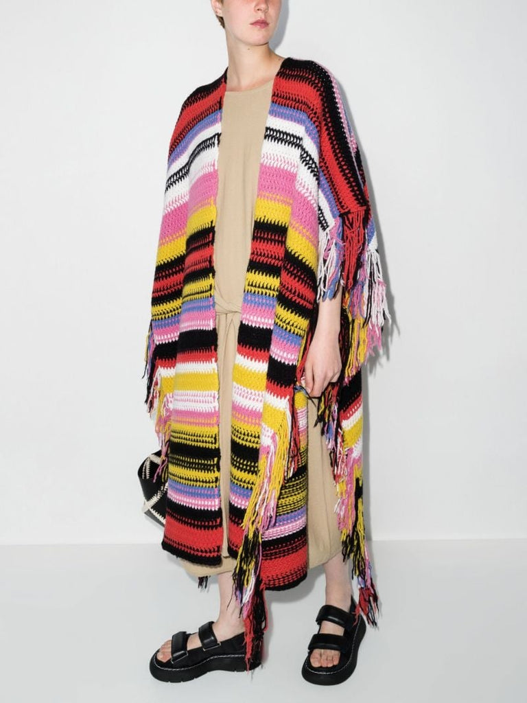 Striped Knit Poncho