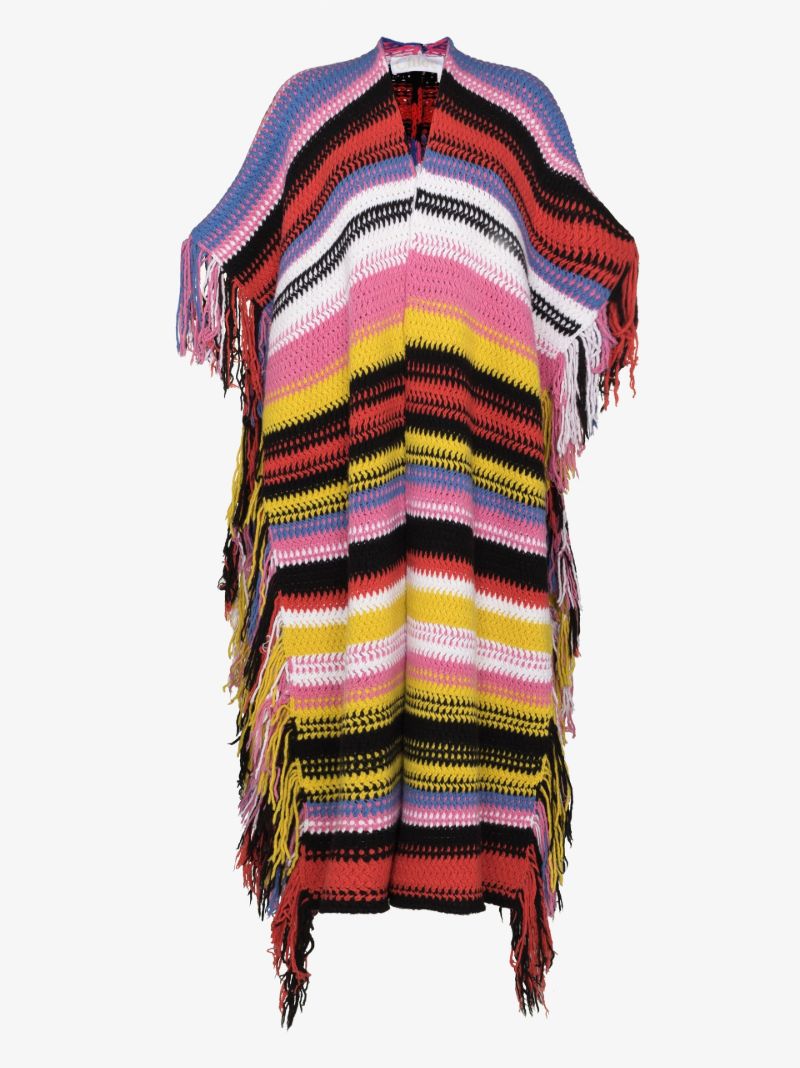 Striped Knit Poncho