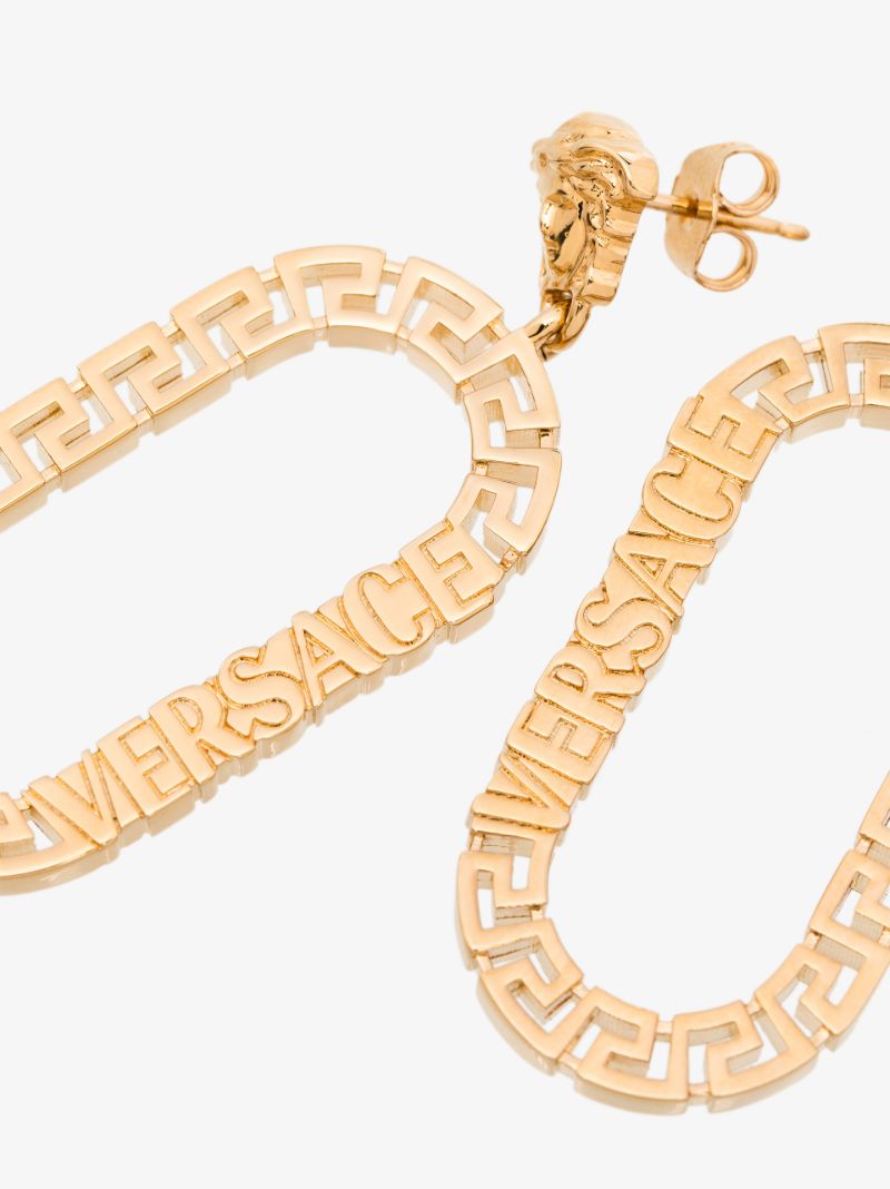 Gold-tone Greca Key Hoop Earrings
