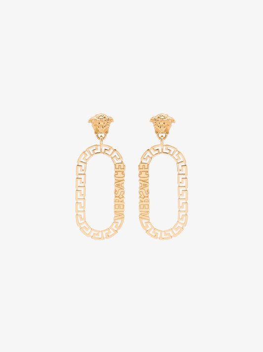 Gold-tone Greca Key Hoop Earrings