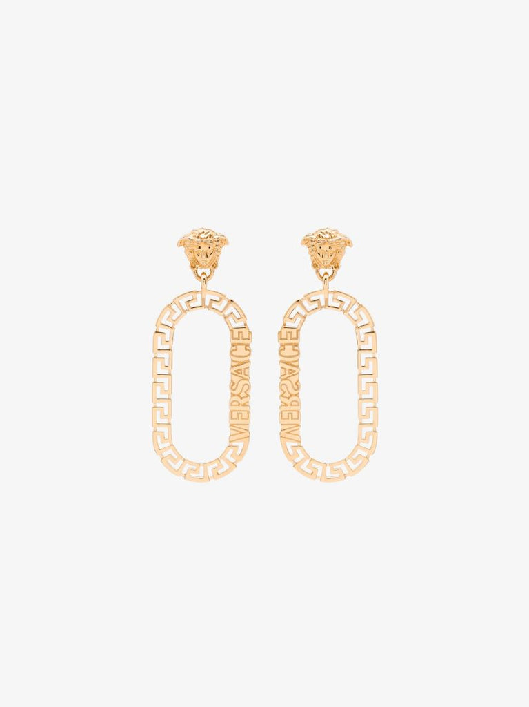 Gold-tone Greca Key Hoop Earrings