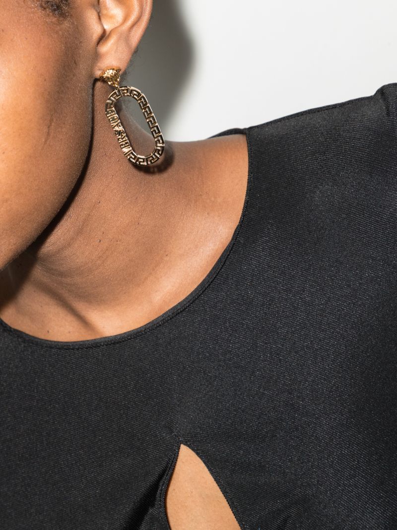 Gold-tone Greca Key Hoop Earrings