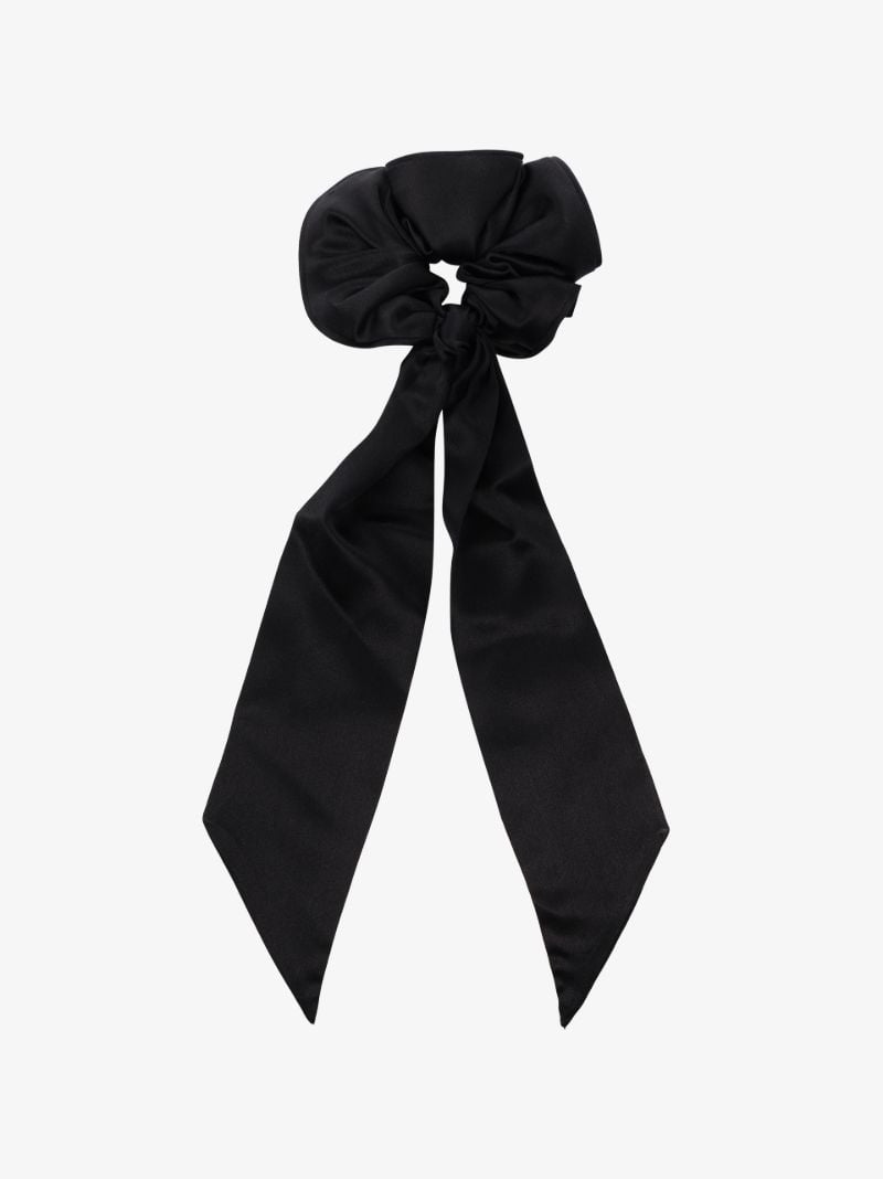 Black Knotted Silk Scrunchie
