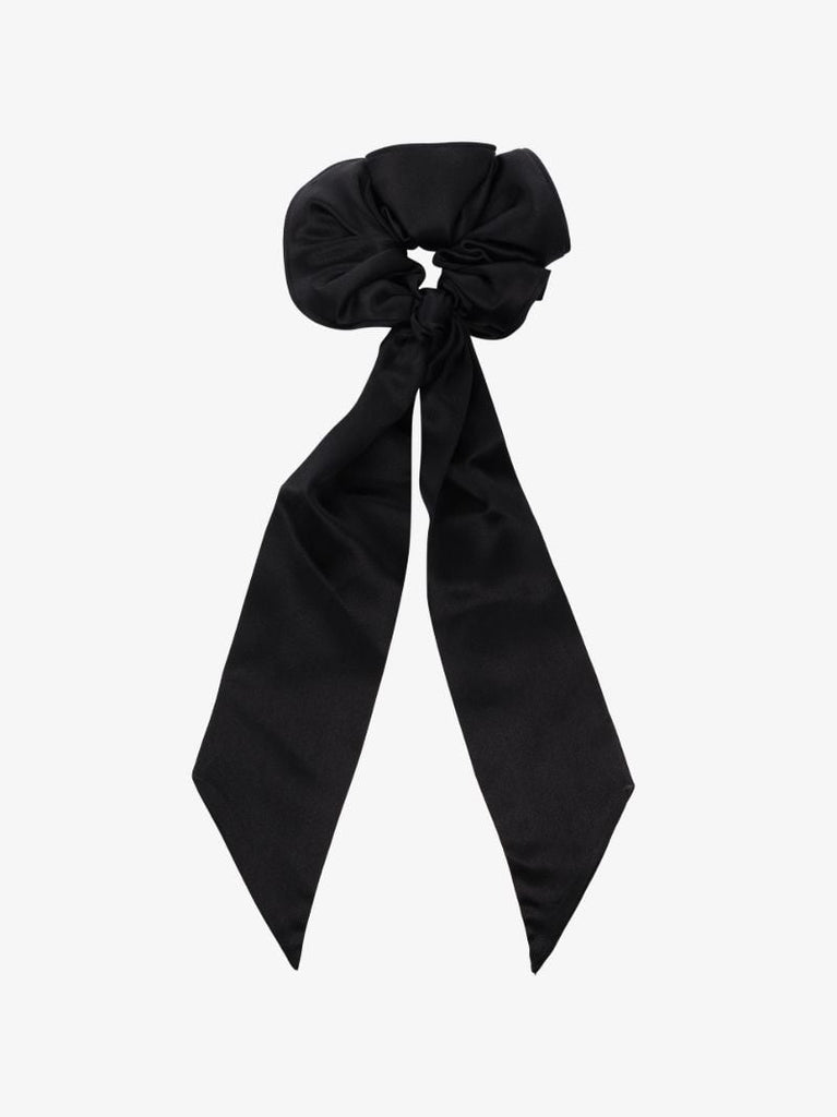 Black Knotted Silk Scrunchie