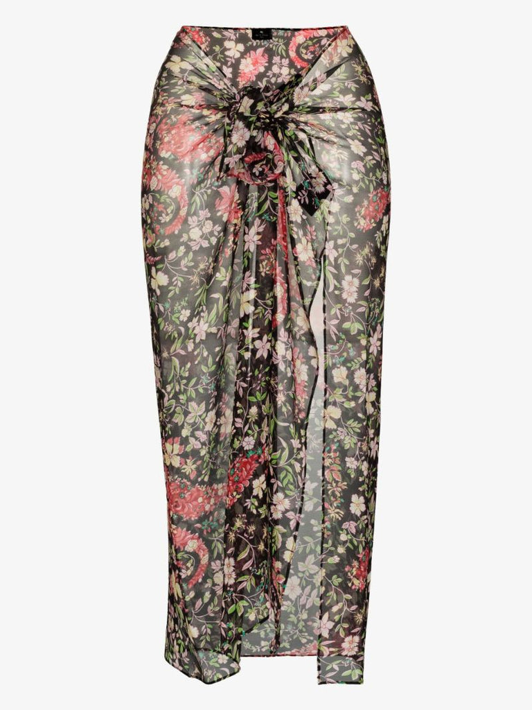 Floral Print Silk Sarong