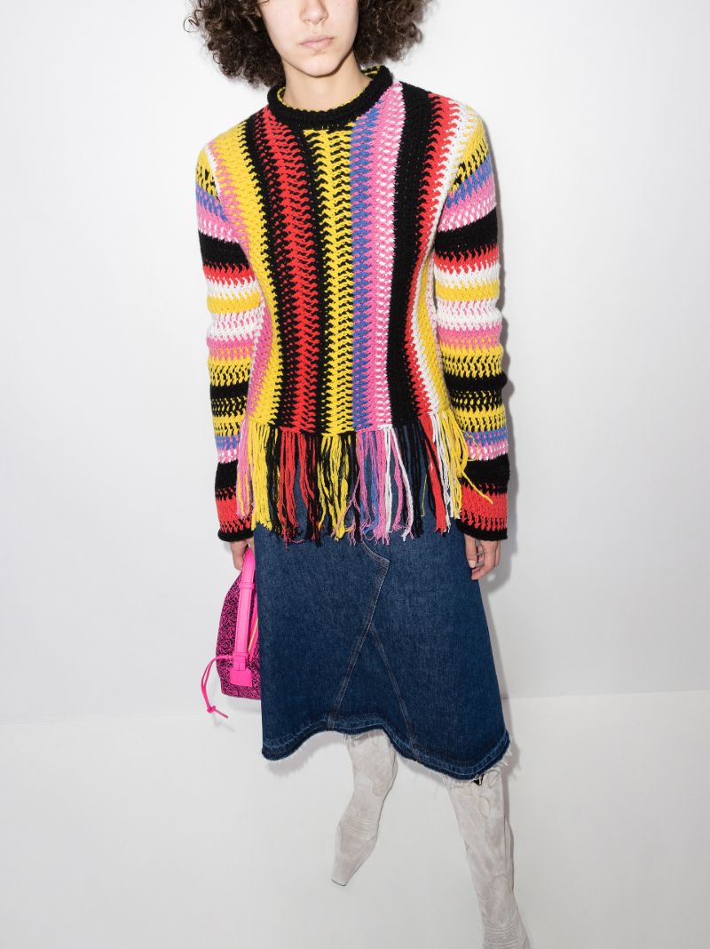 Fringed Striped Sweater