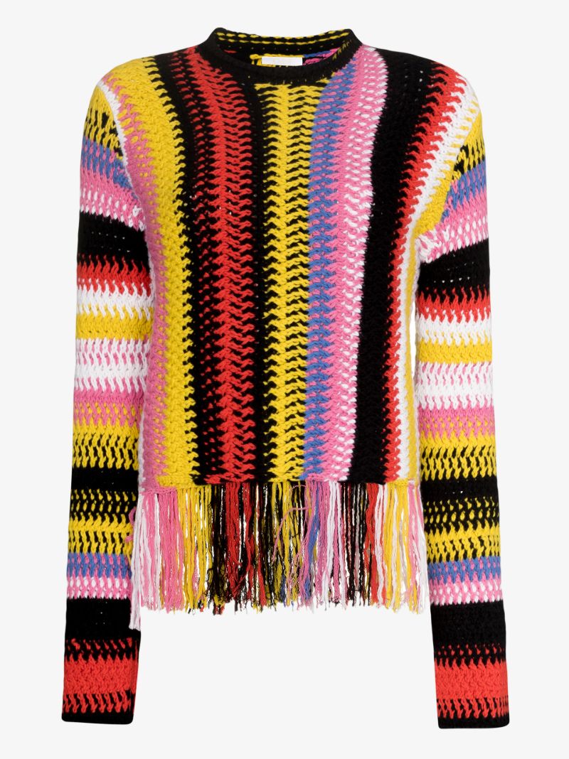 Fringed Striped Sweater