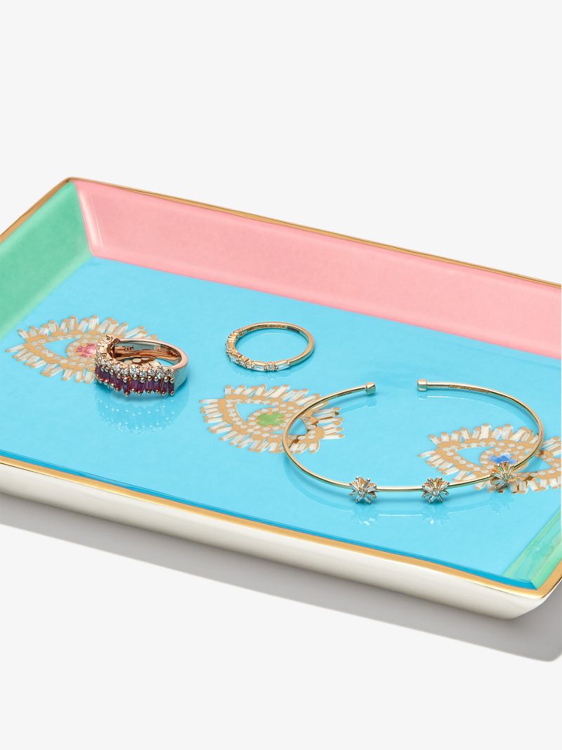 X Jonathan Adler Blue Three Evil Eyes Porcelain Jewellery Tray