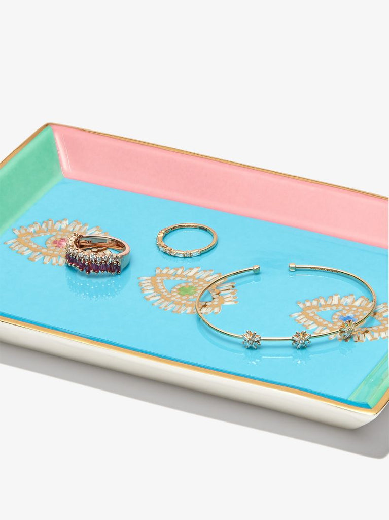 X Jonathan Adler Blue Three Evil Eyes Porcelain Jewellery Tray