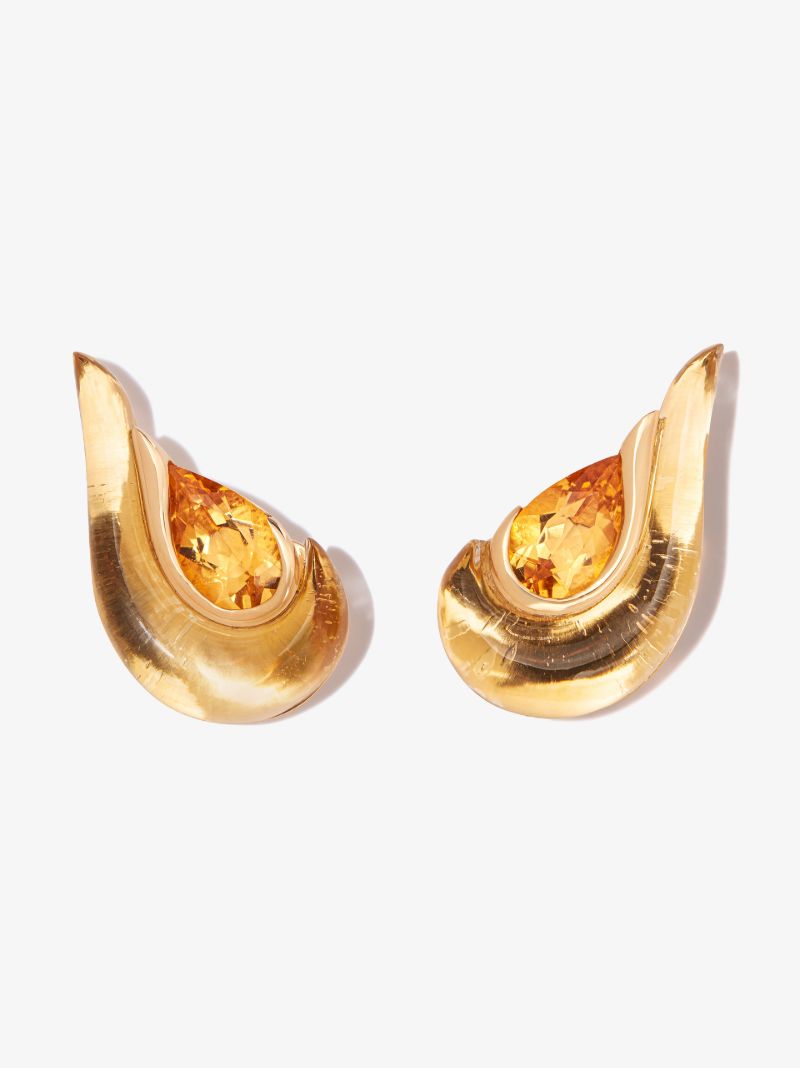 18k Yellow Gold Flame Gleam Citrine Earrings