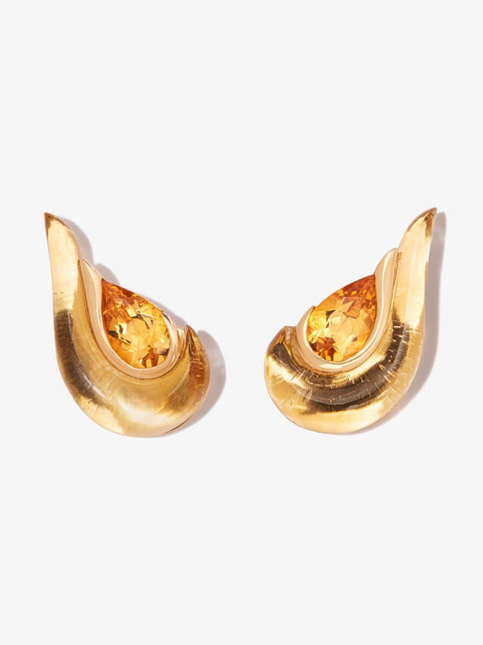 18k Yellow Gold Flame Gleam Citrine Earrings