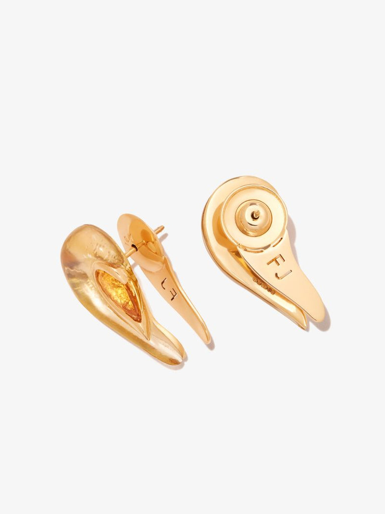 18k Yellow Gold Flame Gleam Citrine Earrings