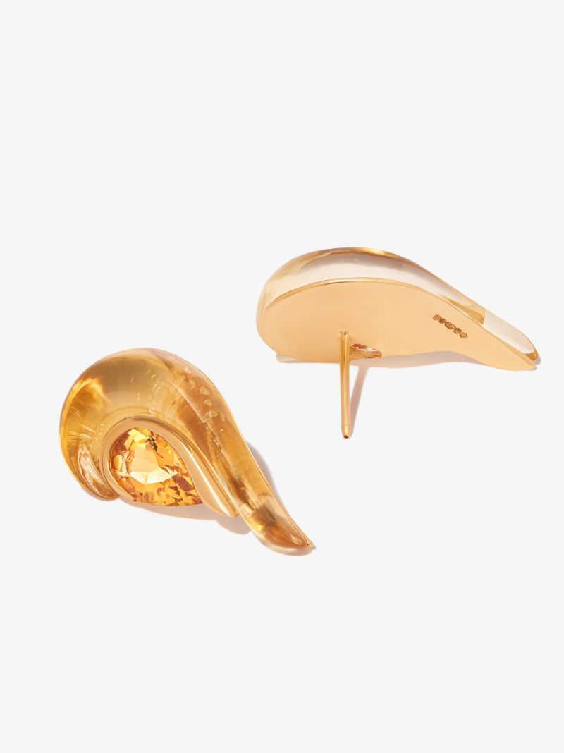 18k Yellow Gold Flame Gleam Citrine Earrings