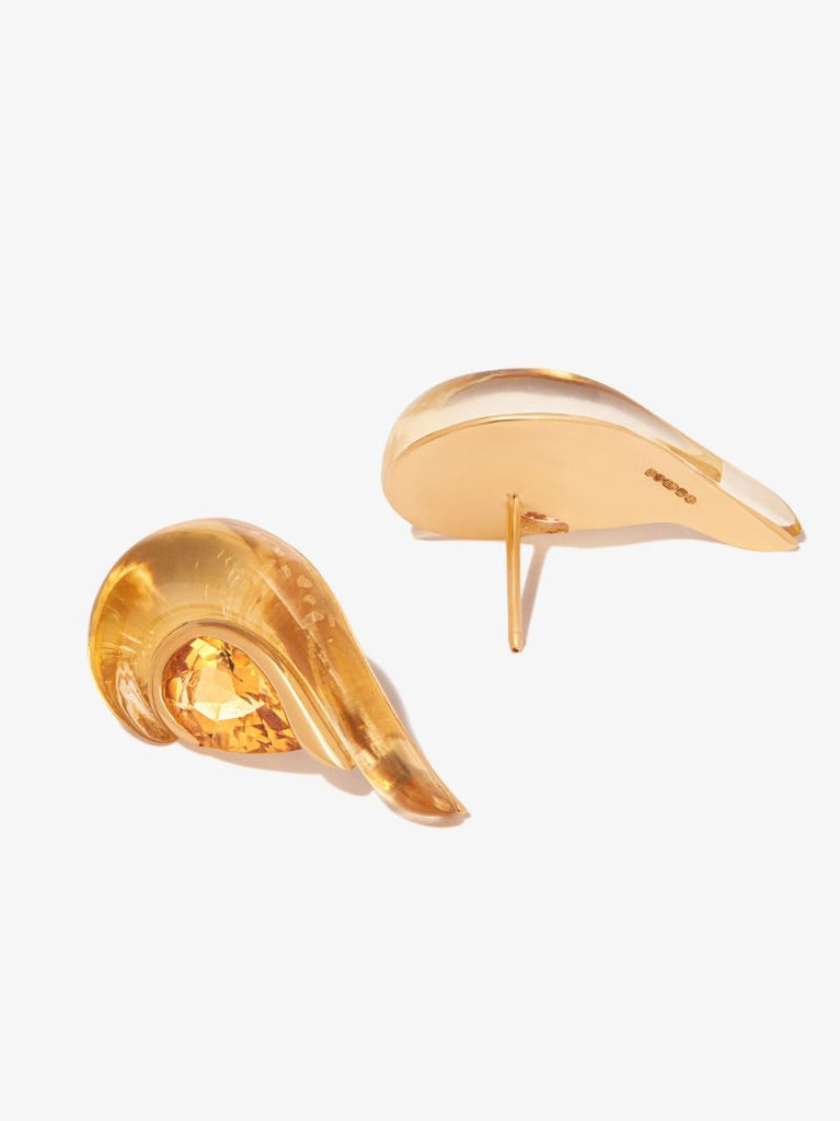 18k Yellow Gold Flame Gleam Citrine Earrings