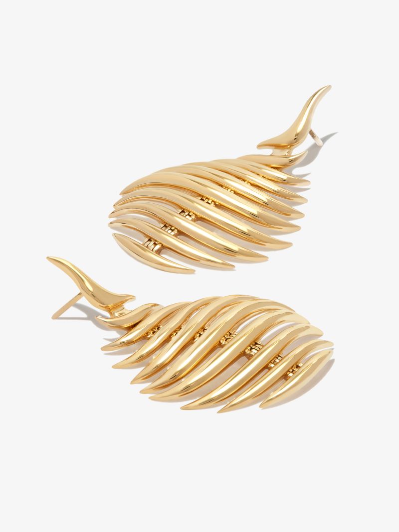 18k Yellow Gold Flame Small Drop Earrings