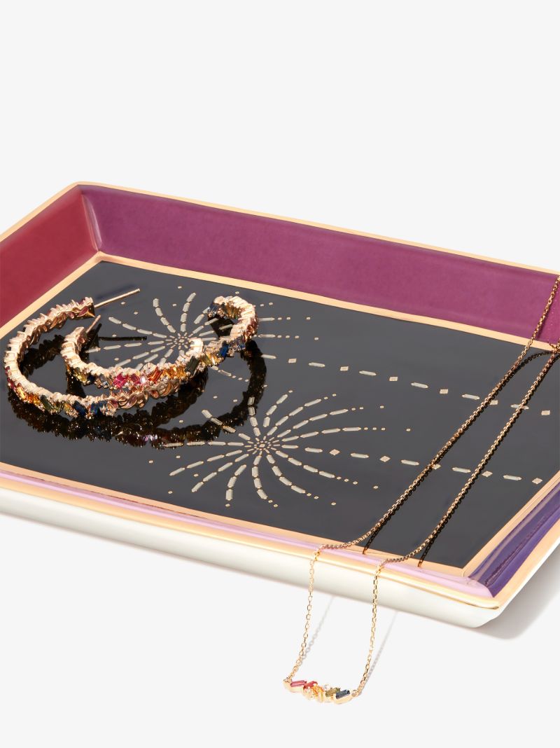 Purple Diamond Palm Tree Jewellery Tray