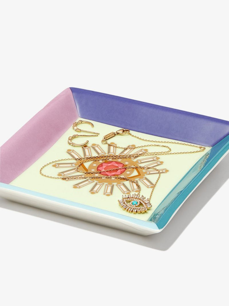 X Jonathan Adler Green Evil Eye Porcelain Jewellery Tray