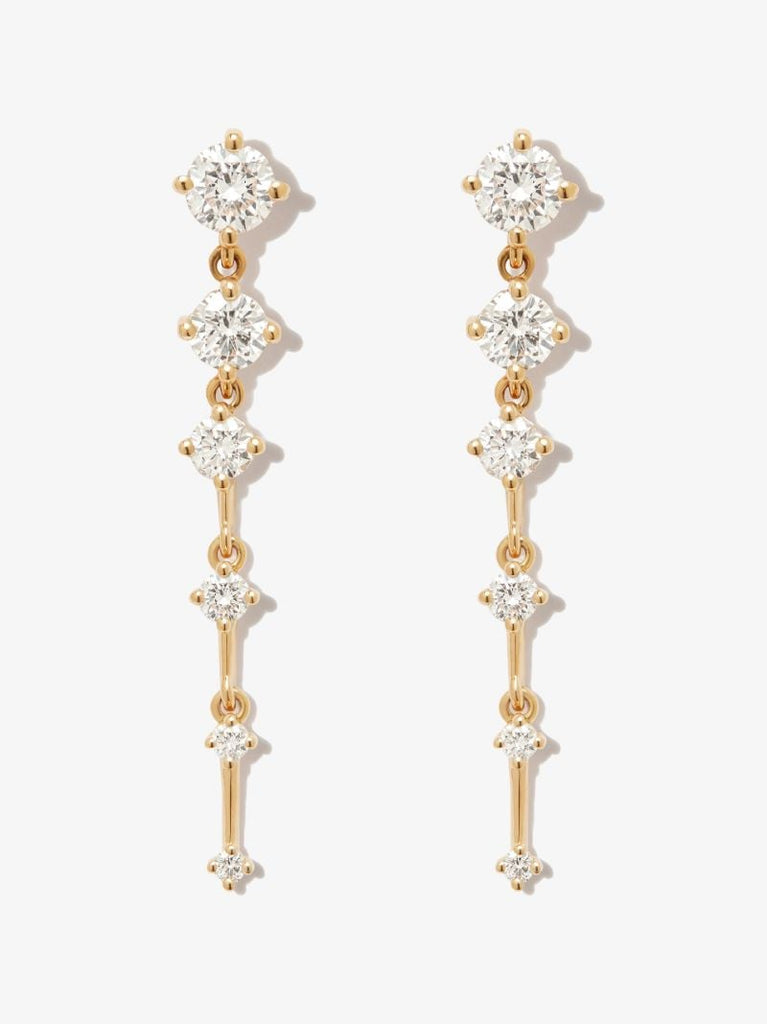 18k Yellow Gold Brilliant Sequence Short Diamond Earrings