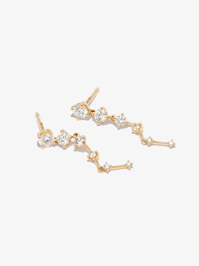 18k Yellow Gold Brilliant Sequence Short Diamond Earrings