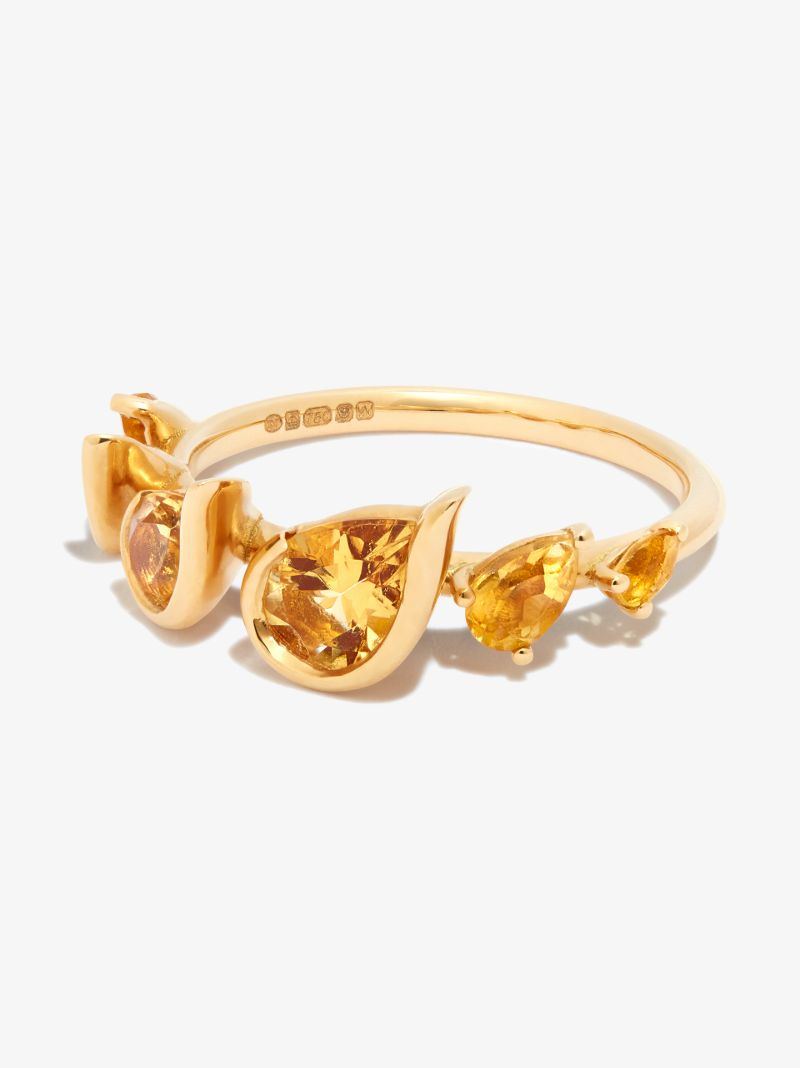 18k Yellow Gold Flame Flicker Citrine Ring