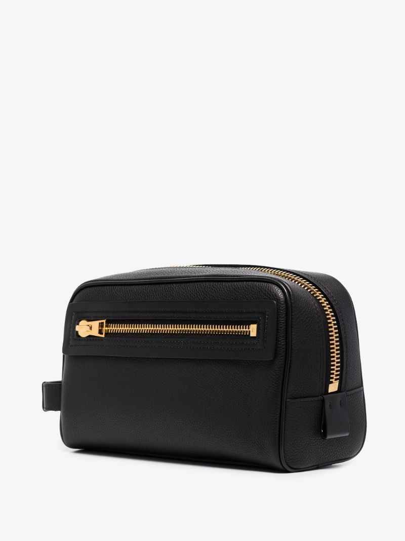 Black Classic Leather Washbag