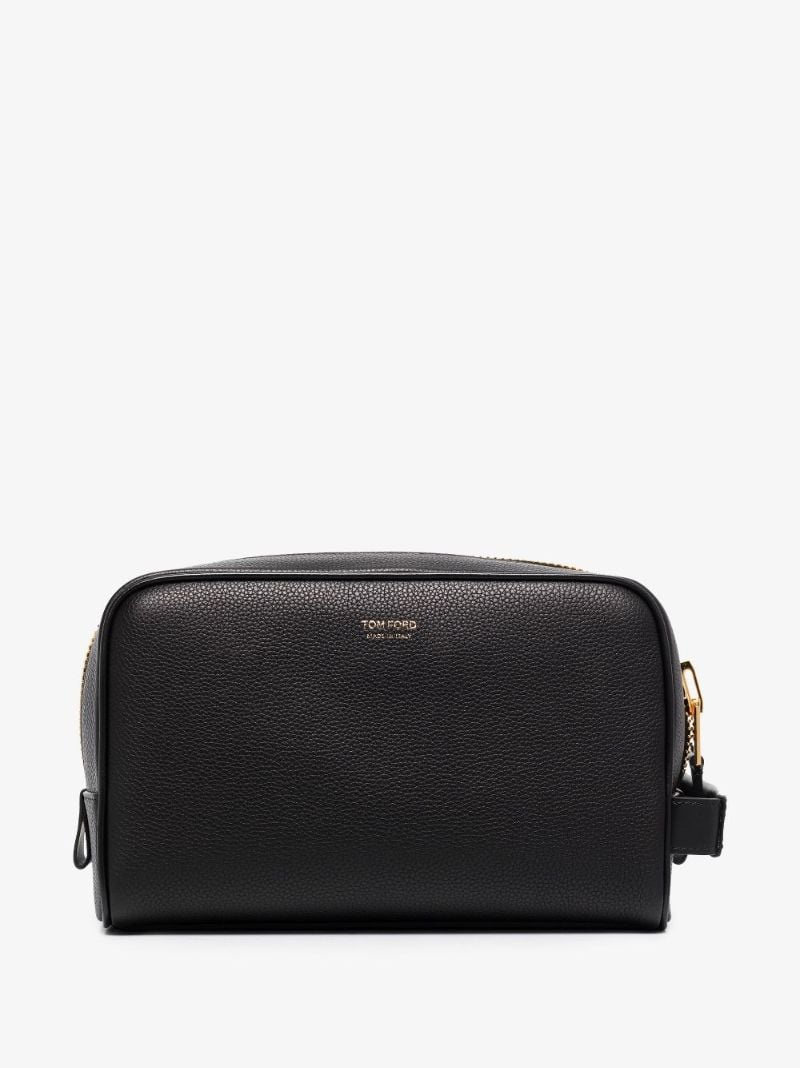 Black Classic Leather Washbag
