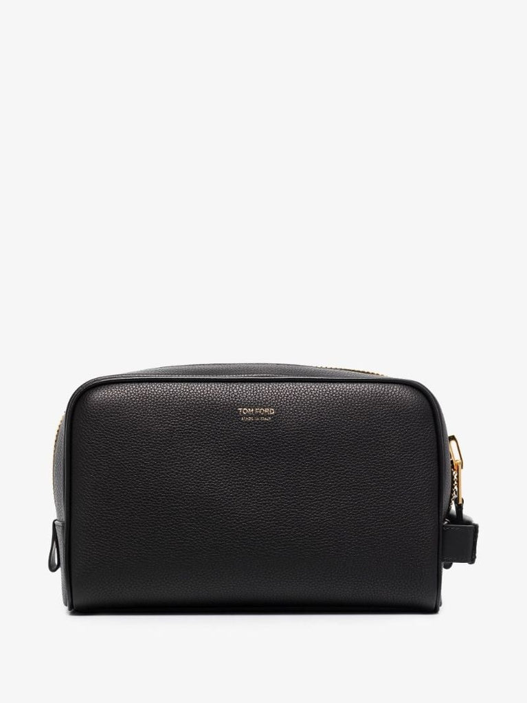 Black Classic Leather Washbag