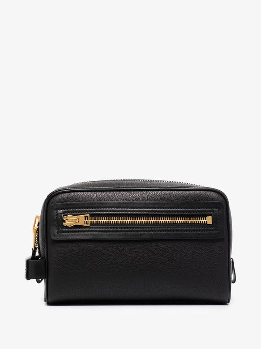 Black Classic Leather Washbag