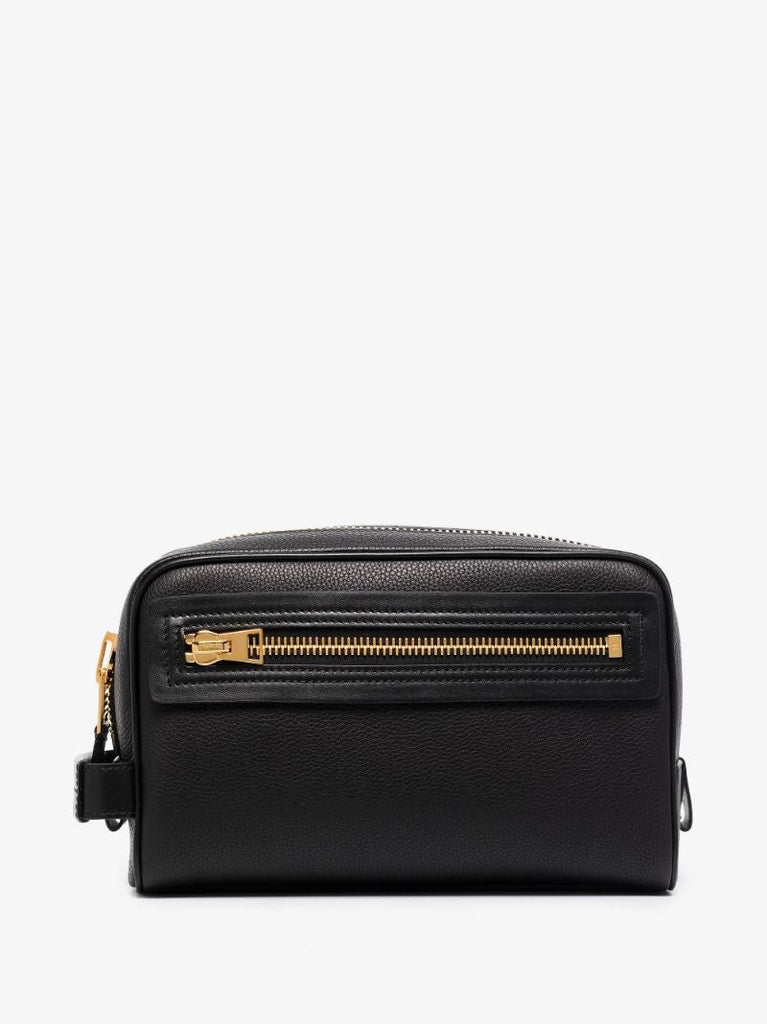 Black Classic Leather Washbag