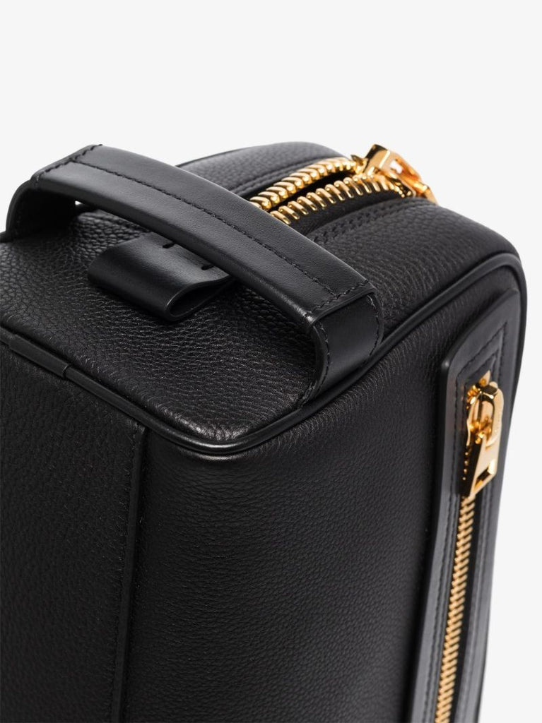 Black Classic Leather Washbag