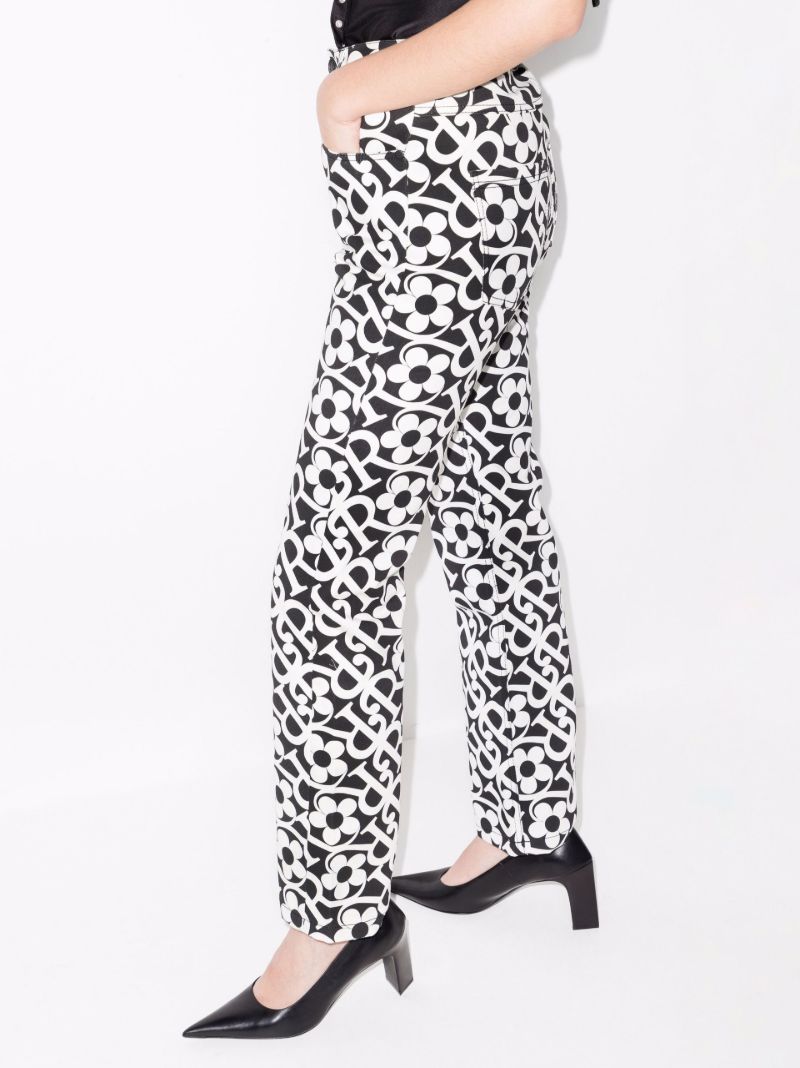 High Waist Logo Print Jeans