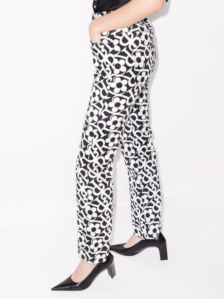 High Waist Logo Print Jeans