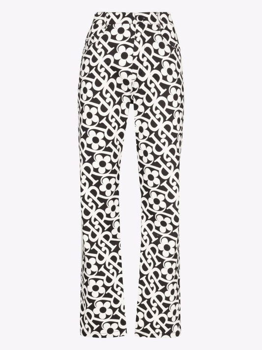 High Waist Logo Print Jeans