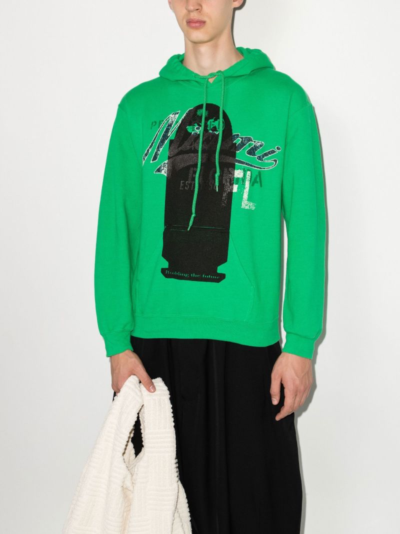 Green Bullet Print Cotton Hoodie