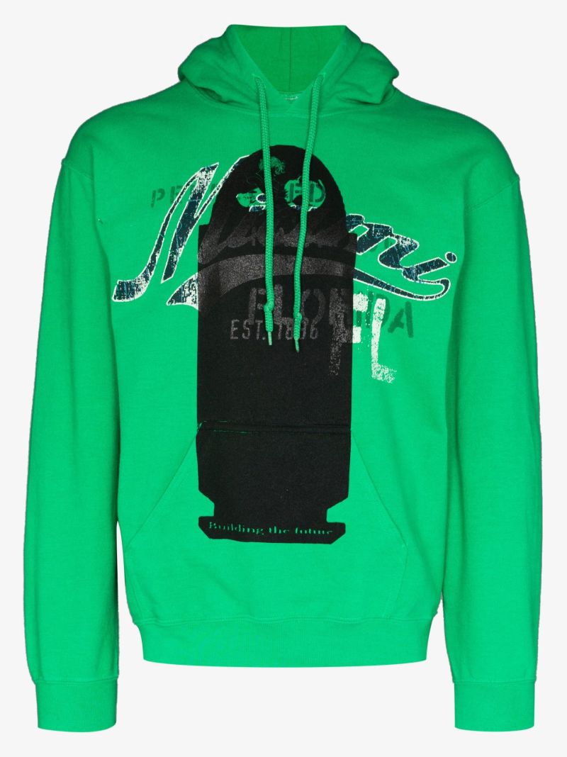 Green Bullet Print Cotton Hoodie