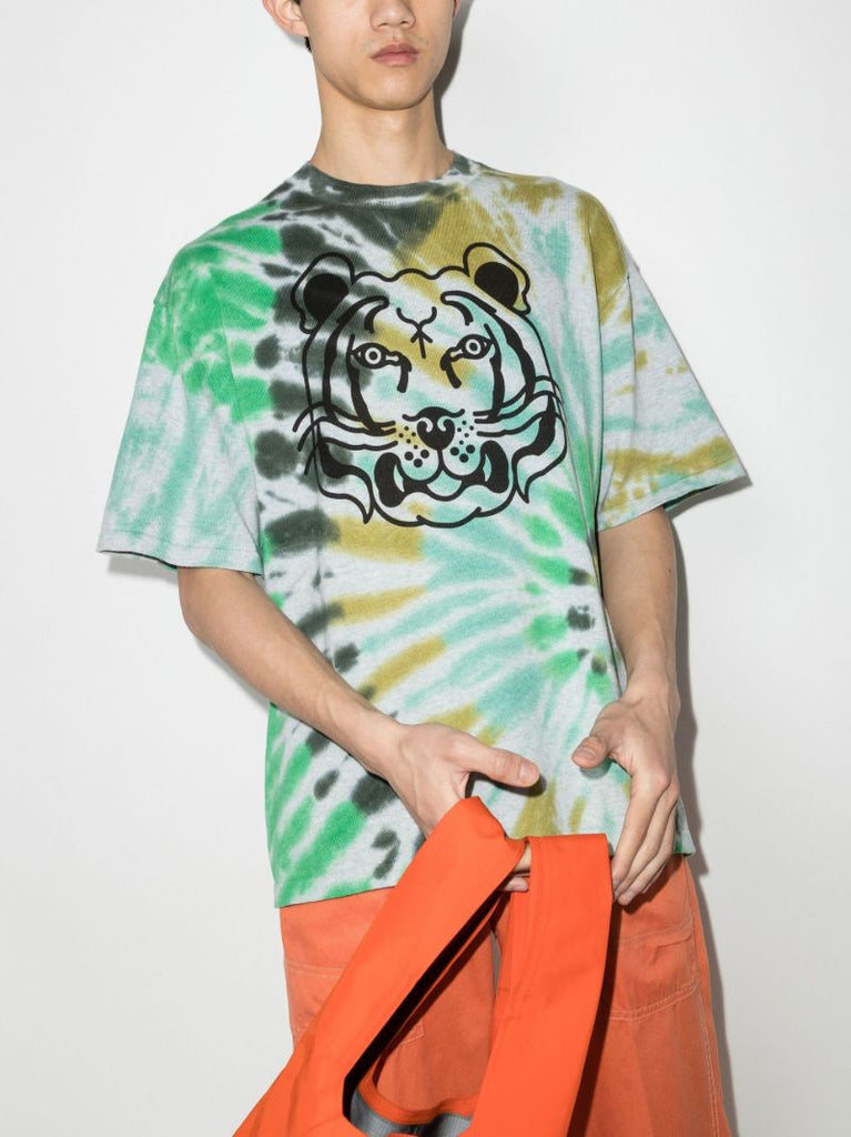 Tiger Logo Tie-dye Cotton T-shirt