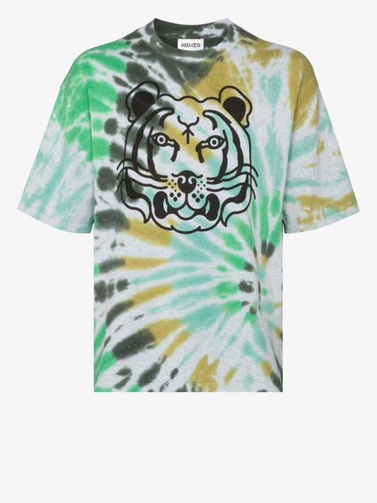 Tiger Logo Tie-dye Cotton T-shirt