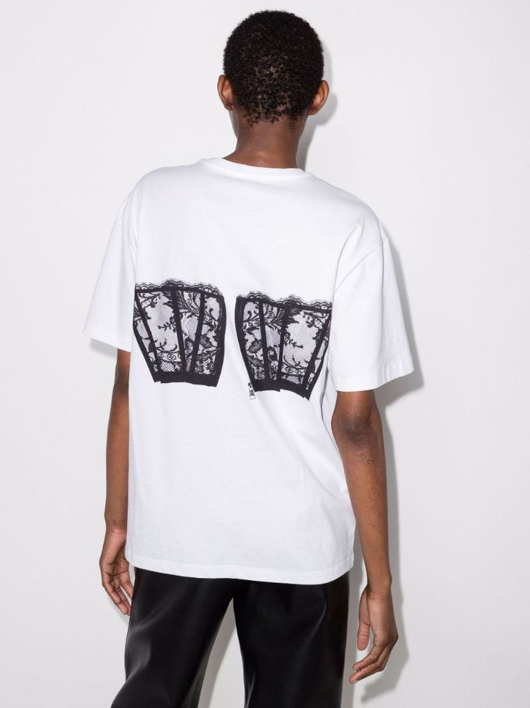Lace Corset Print Cotton T-shirt