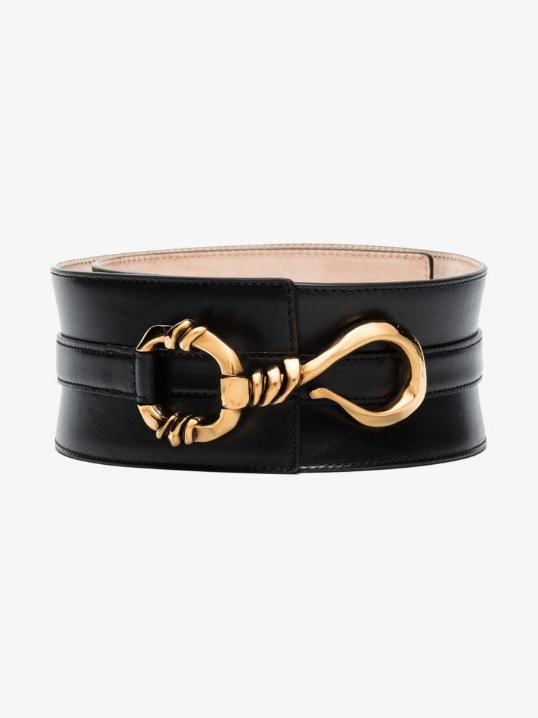 Black Hook Leather Waist Belt